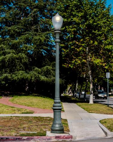 A street lamp in Windsor Square in Los Angeles.