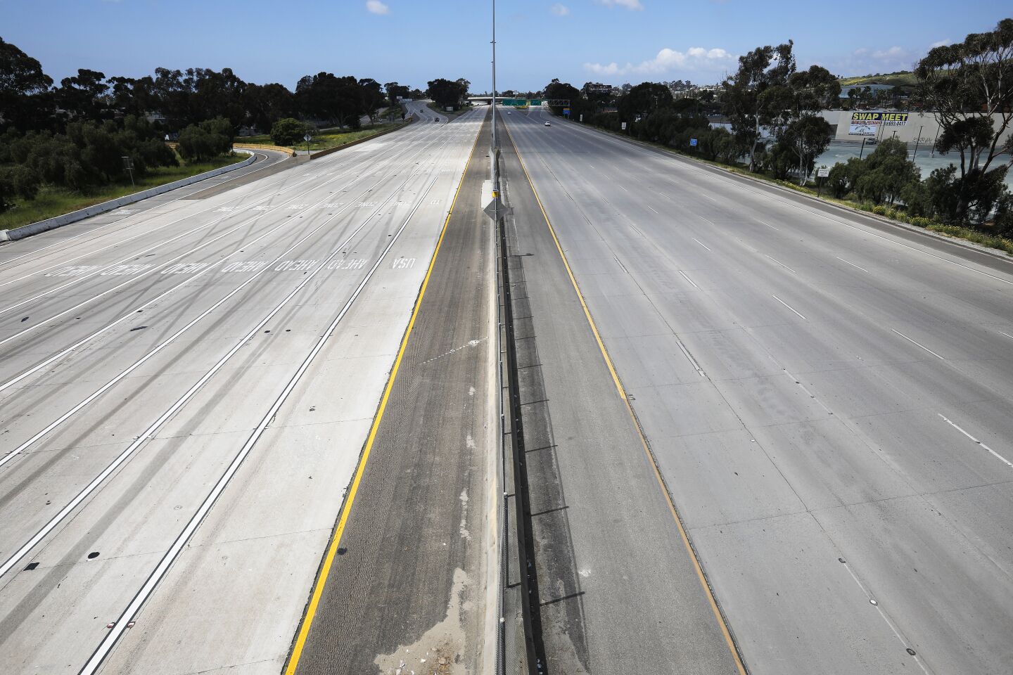 Interstate 5 near Interstate 805 in San Ysidro had little traffic on March 29, 2020.