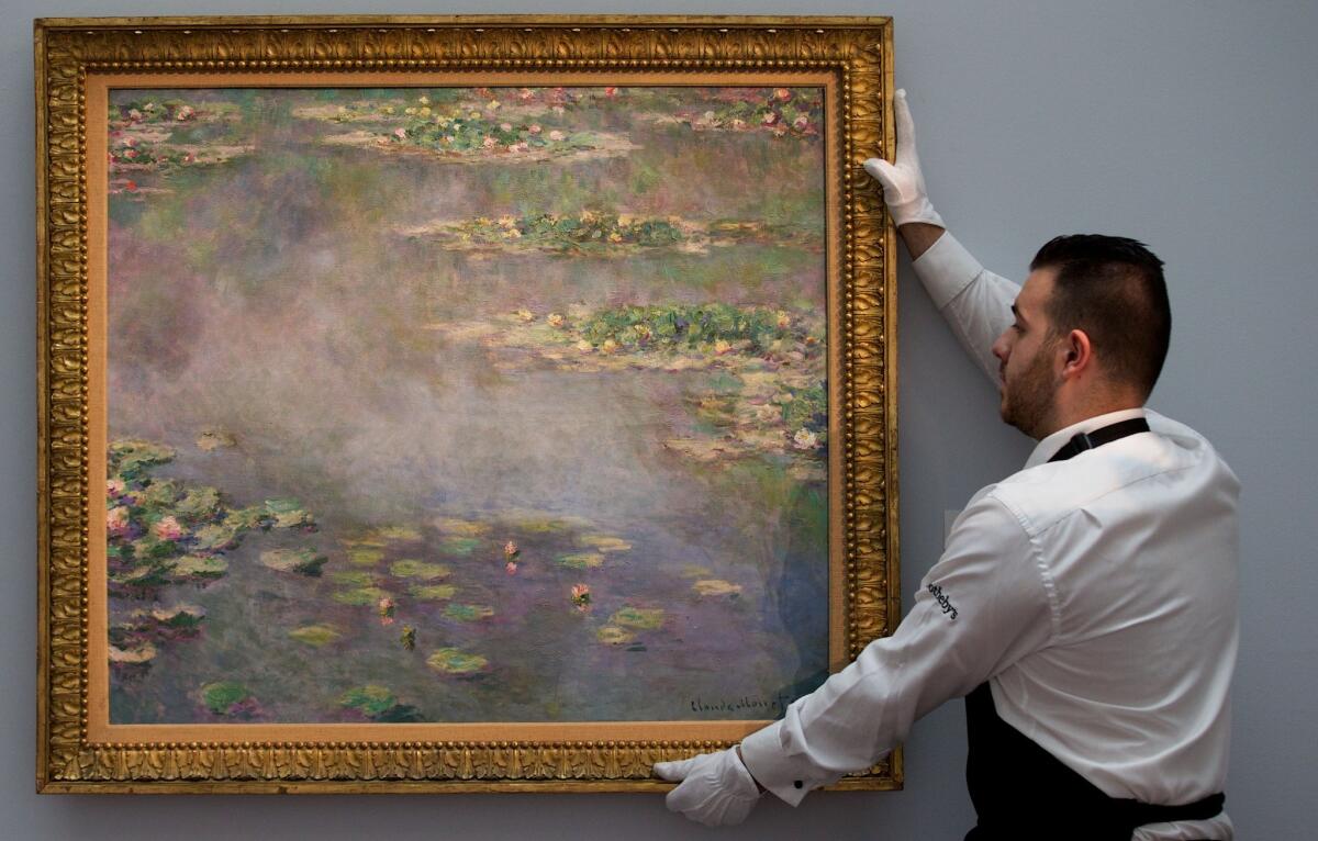 A Claude Monet painting titled "Nympheas," which dates from 1906, was sold at an auction in London for $54 million.