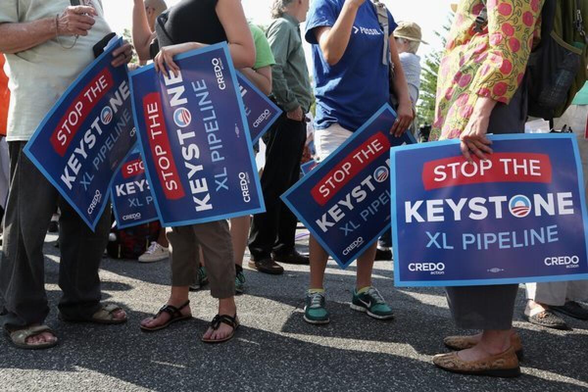 Activists in Washington protest the proposed Keystone XL pipeline.