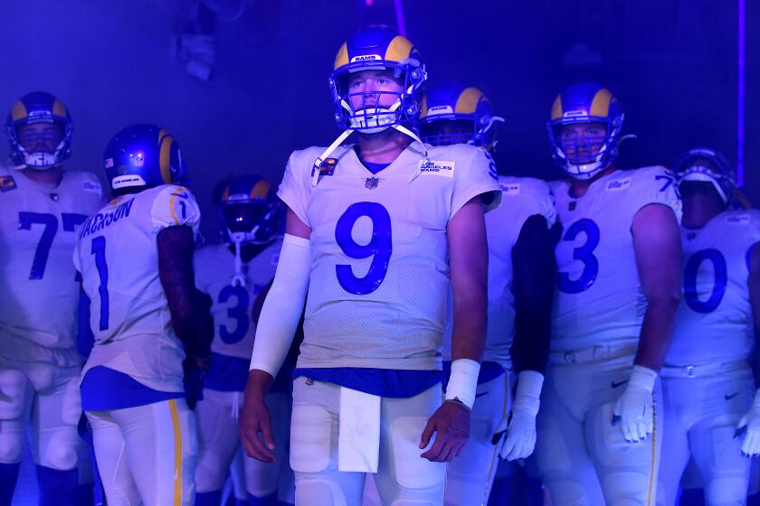 Inglewood, CA. September 26, 2021: Rams quarterback Matthew Stafford.