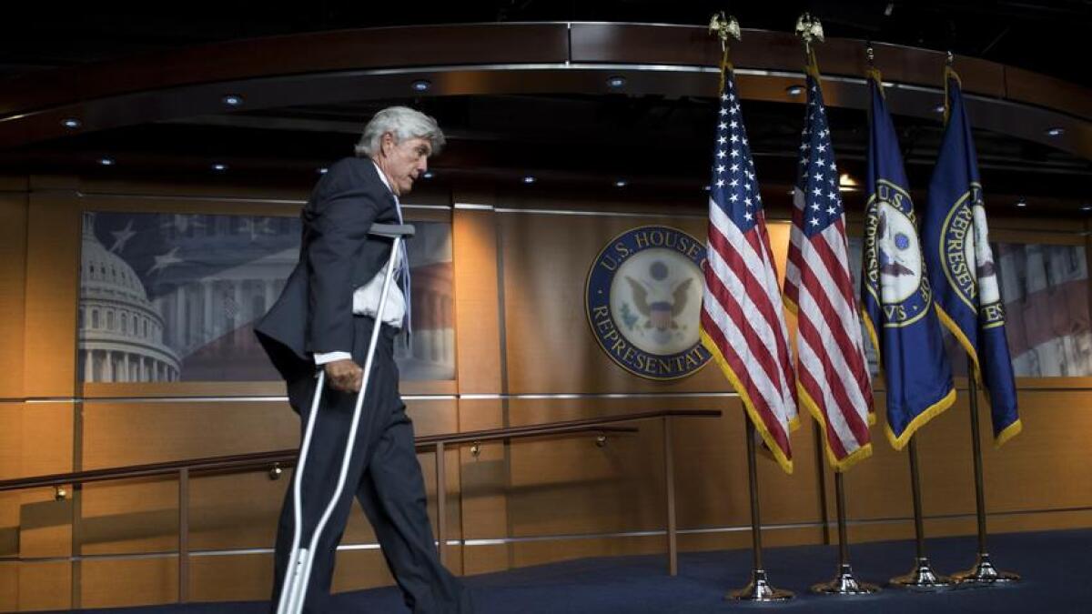 Rep. Roger Williams (R-Texas), coach of the Republicans' baseball team, back at the Capitol.