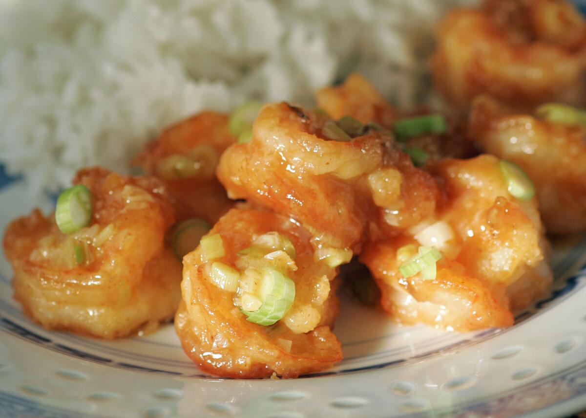 This slightly sweet, slightly spicy shrimp dish was introduced at the original Yang Chow, which opened in Chinatown in downtown Los Angeles in 1977.