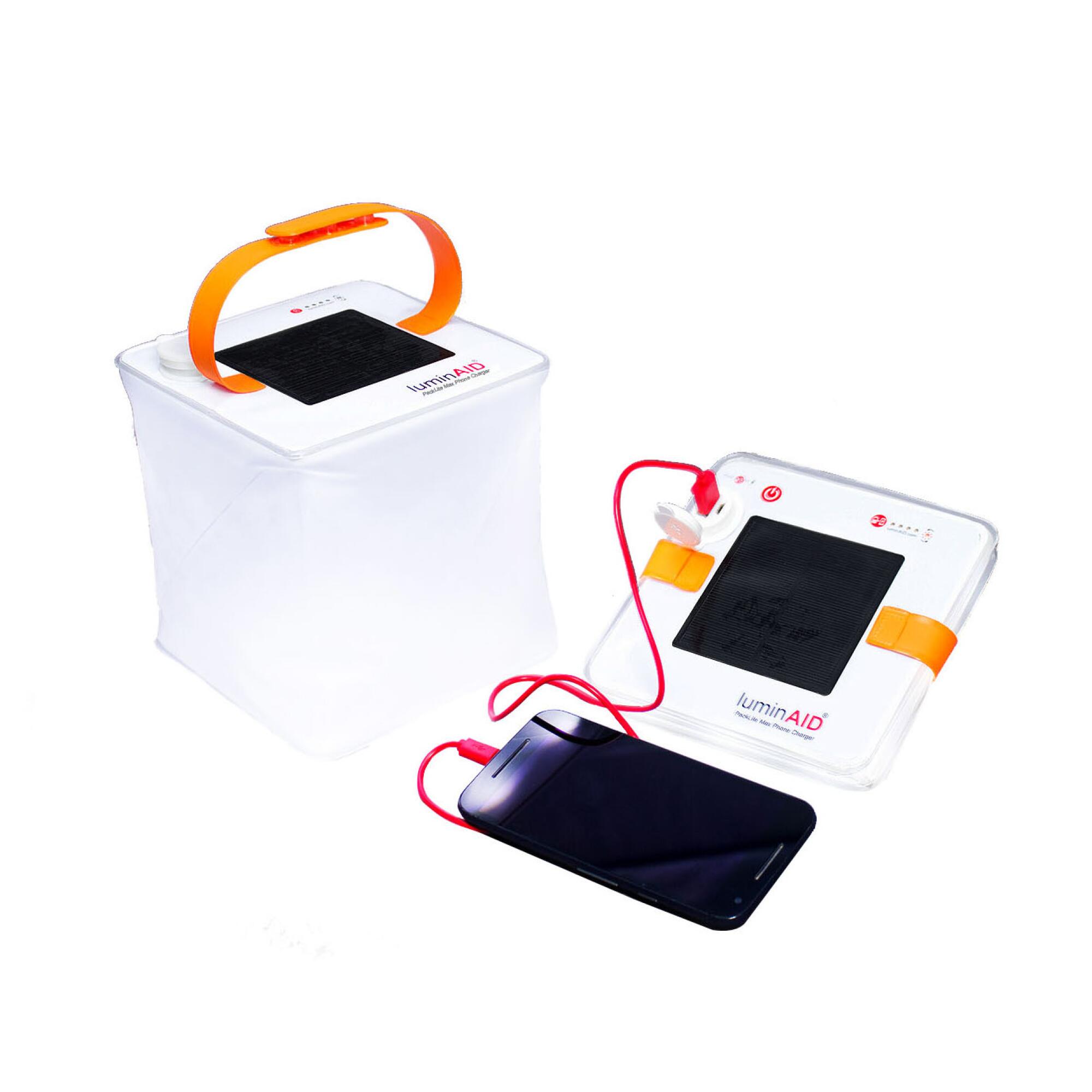 A phone plugged into a gadget