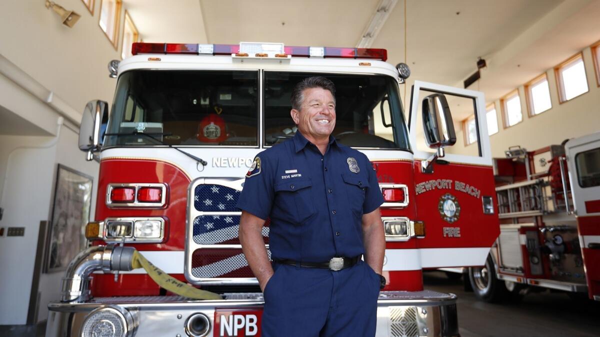 Newport Beach Paramedic Steve Martinat the Newport Beach Fire Station 8 in 2018.