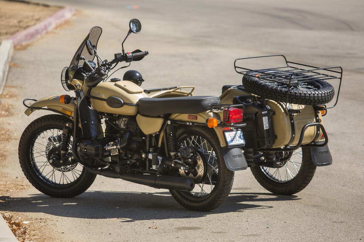 The Ural Sahara is a Russian-made sidecar motorcycle. Despite the antique look, the newer Urals feature Brembo disc brakes and fuel injection.