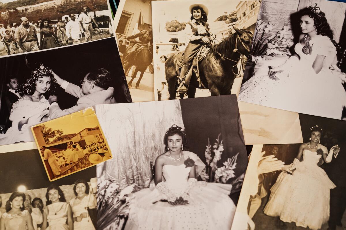 A collage of old photos of Alma Rosa Gonzalez Herrera in Papantla, Mexico.