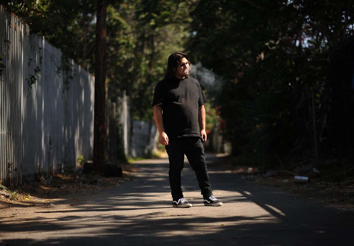 Alex Pedorro of the band Psyk Ward is photographed in Watts.