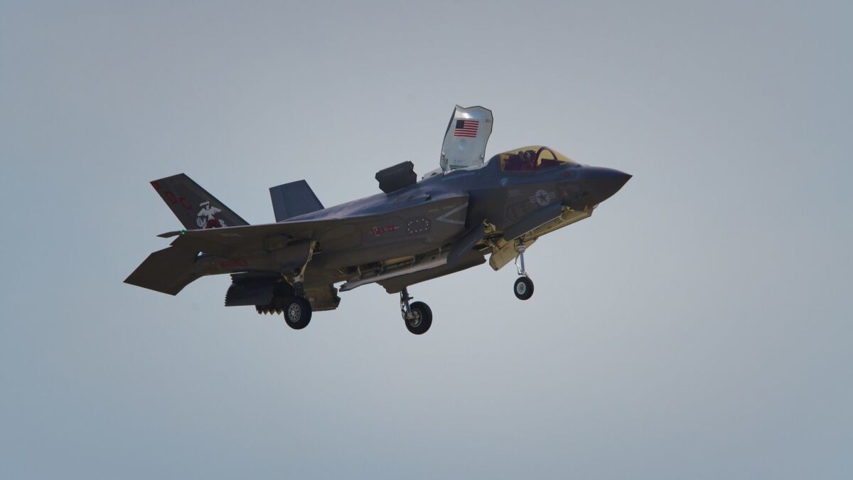 An F-35 Joint Strike Fighter performs at the 2018 Miramar Air Show. The next generation fighters are set to arrive at Miramar in early 2020, but some of the infrastructure for the planes is yet to be built.