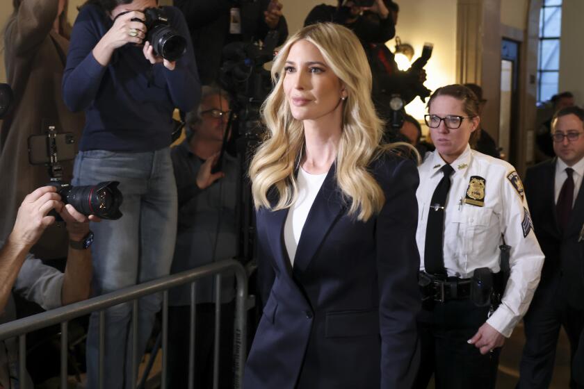 Ivanka Trump arrives at New York Supreme Court, Wednesday, Nov. 8, 2023, in New York. It's Ivanka Trump's turn to face questioning in the civil fraud trial that is publicly probing into the family business. Ex-President Donald Trump's eldest daughter, who has been in his inner circle in both business and politics, is due on the stand Wednesday, after trying unsuccessfully to block her testimony. (AP Photo/Yuki Iwamura)