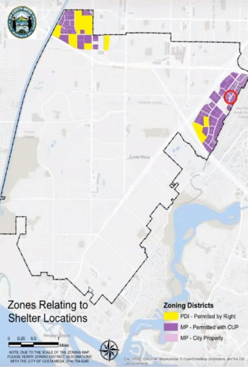 Costa Mesa shelter zoning