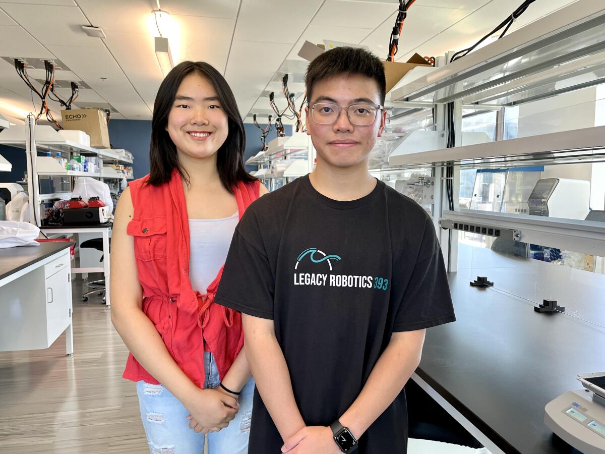 Erica Zhang and Anthony Hsieh at University Lab Partners in Irvine. 