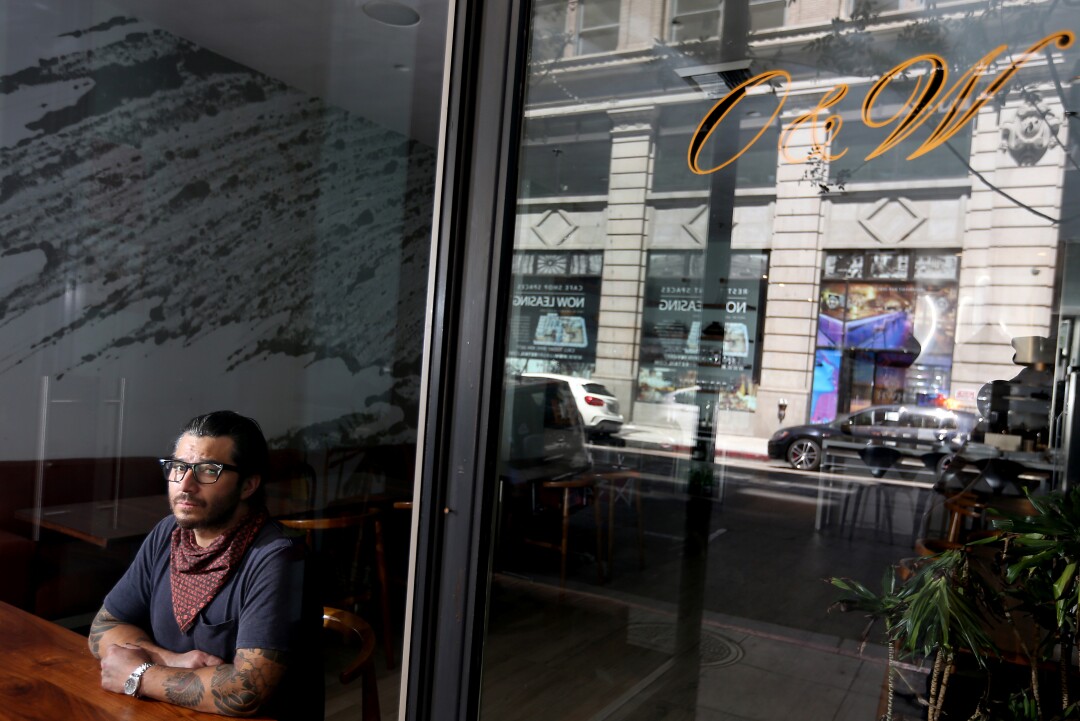 Coronavirus has turned once-bustling downtown L.A. into a
ghost town. Can it recover? 7 Restaurateur Josef Centeno owns and operates Orsa & Winston in downtown Los Angeles.