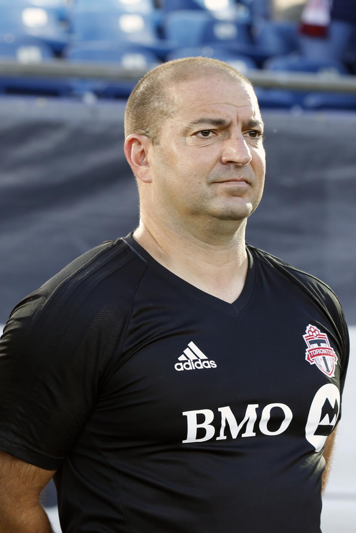 Nick Theslof while working as an assistant coach with Toronto FC in September 2017.