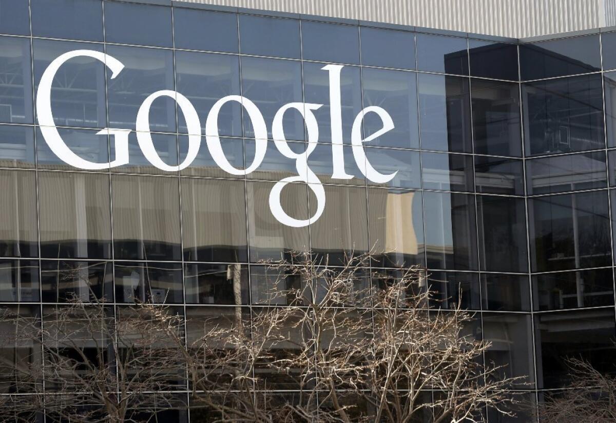 A Google sign at the company's headquarters in Mountain View, Calif.