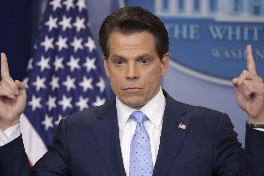 WASHINGTON, DC - JULY 21: Anthony Scaramucci answers reporters' questions during the daily White House press briefing in the Brady Press Briefing Room at the White House July 21, 2017 in Washington, DC. White House Press Secretary Sean Spicer quit after it was announced that Trump hired Scaramucci, a Wall Street financier and longtime supporter, to the position of White House communications director. (Photo by Chip Somodevilla/Getty Images) *** BESTPIX *** ** OUTS - ELSENT, FPG, CM - OUTS * NM, PH, VA if sourced by CT, LA or MoD **