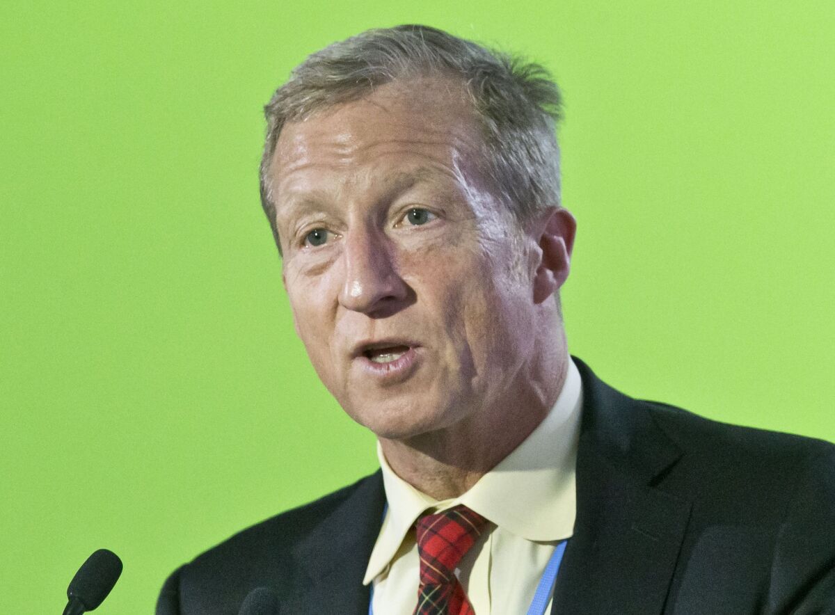 Tom Steyer, the influential California environmentalist, speaks on a panel at the U.N. climate summit in December.