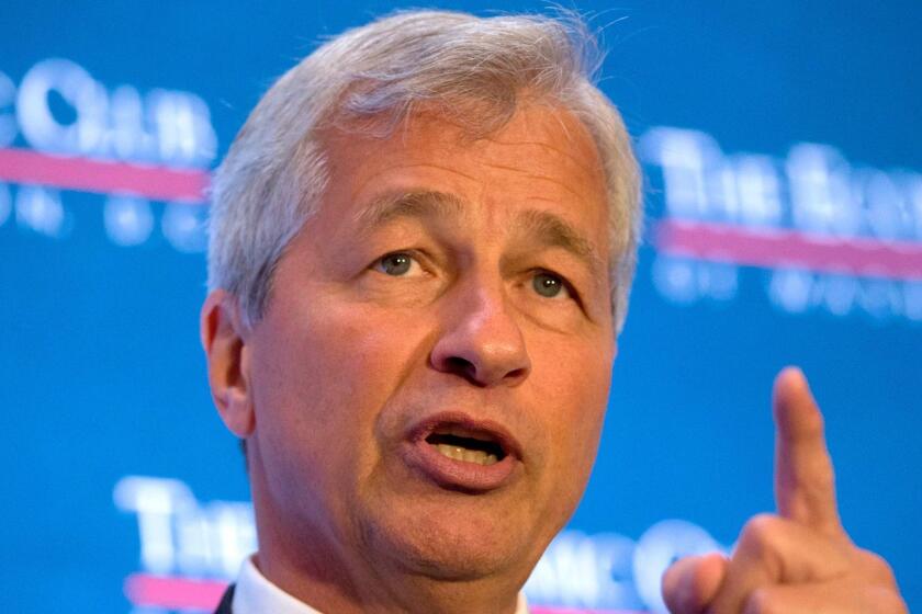 (FILES) This file photo taken on September 12, 2016 shows Jamie Dimon, chairman and CEO of JPMorgan Chase, during an interview with David M. Rubenstein, President of the Economic Club of Washington, in Washington, DC. The odds of a breakup of the European Union have increased after Brexit, an outcome that could have "devastating" economic and political effects, JPMorgan Chase's chief executive said on April 4, 2017. JPMorgan chief executive Jamie Dimon, in an annual letter to shareholders, said he had hoped Britain's decision last year to exit the EU would have led the bloc to focus on "fixing its issues," such as immigration and rigid labor rules. / AFP PHOTO / MOLLY RILEYMOLLY RILEY/AFP/Getty Images ** OUTS - ELSENT, FPG, CM - OUTS * NM, PH, VA if sourced by CT, LA or MoD **