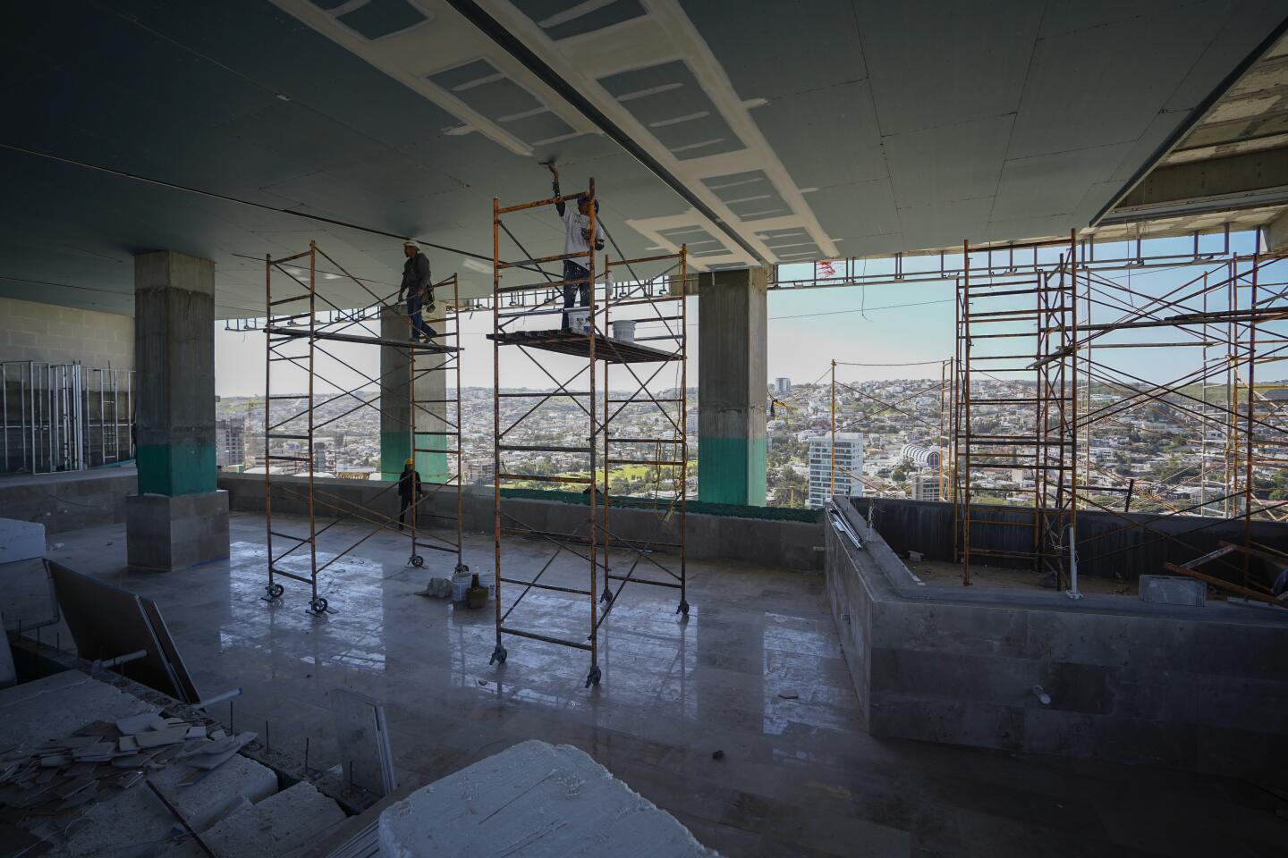 Sayan Campestre in Tijuana nears completion. It is the tallest building in the city's history at 403.5 feet. It is extremely exclusive with an average price of $500,000 and some reach $1.3 million. Amenities are extensive with a restaurant just for resid