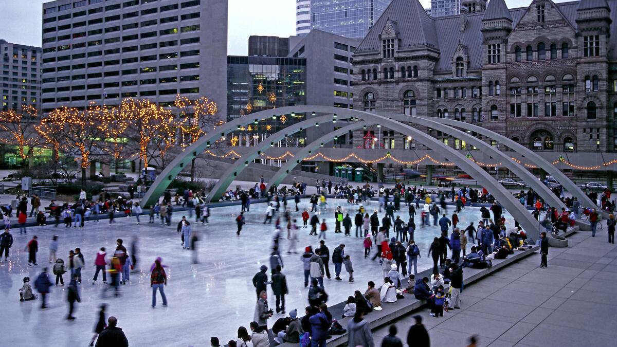 A skating rink in Toronto, where winter temperatures can be brisk. But at $399 this winter for a round-trip ticket on Air Canada, the bargain hunter can bundle up.