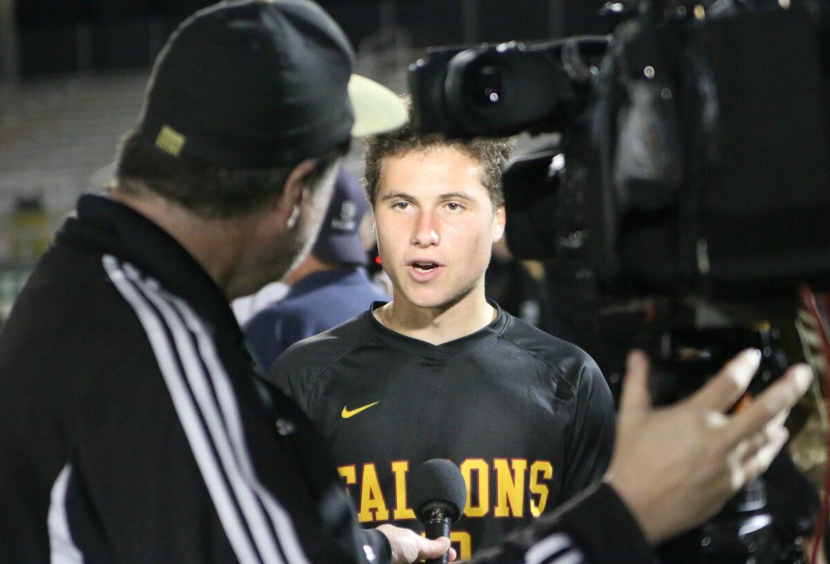 After scoring three goals, Charlie Kosakoff got the post-game media treatment.