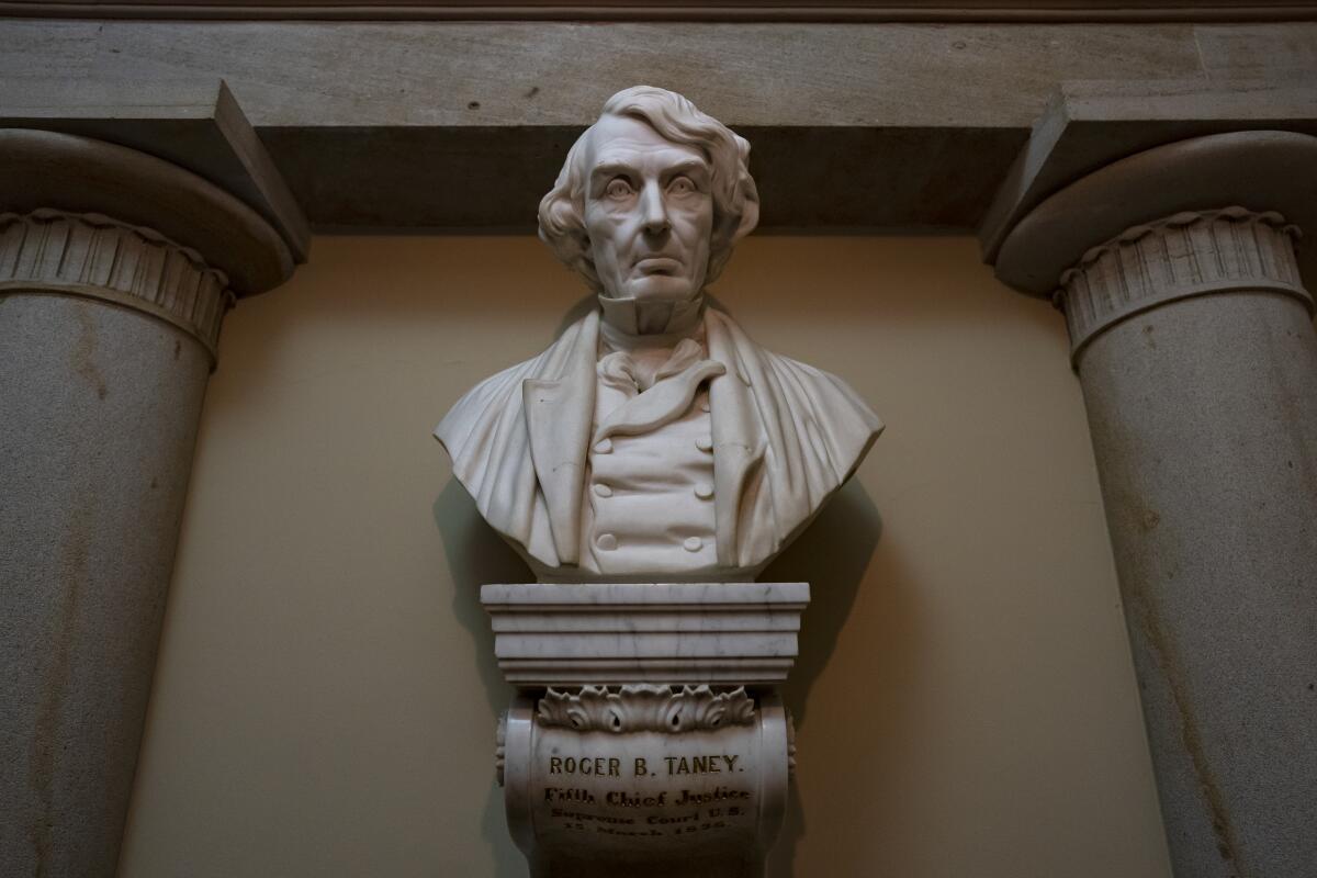 Marble bust of former Supreme Court Chief Justice Roger Taney