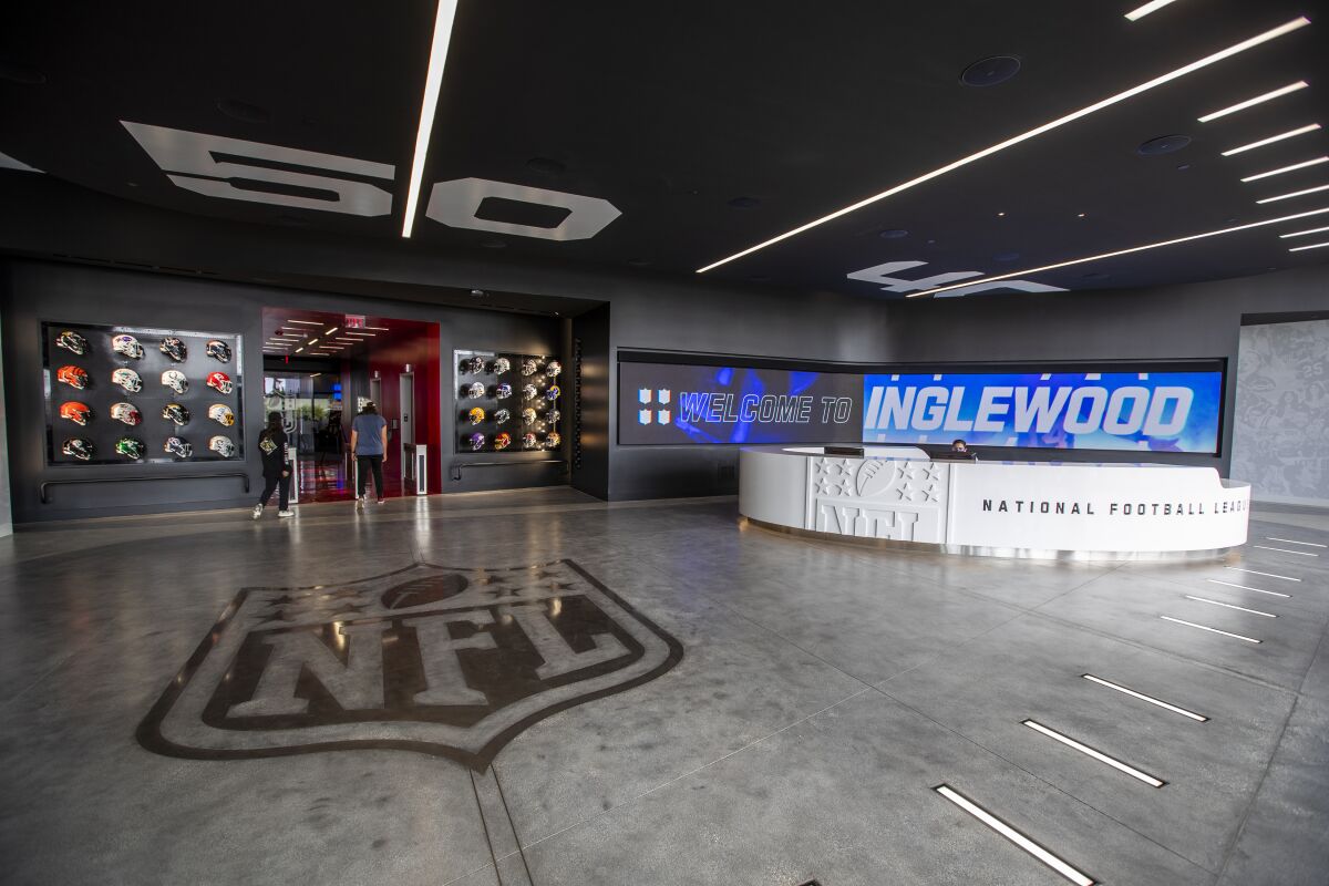 Reception lobby at National Football League offices in Inglewood.