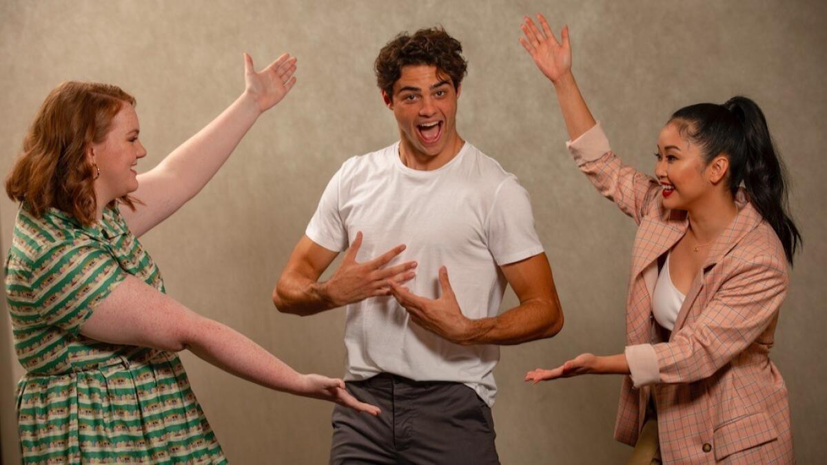 Shannon Purser, left, Noah Centineo and Lana Condor, his co-stars, respectively, in "Sierra Burgess Is a Loser" and "To All the Boys I've Loved Before."