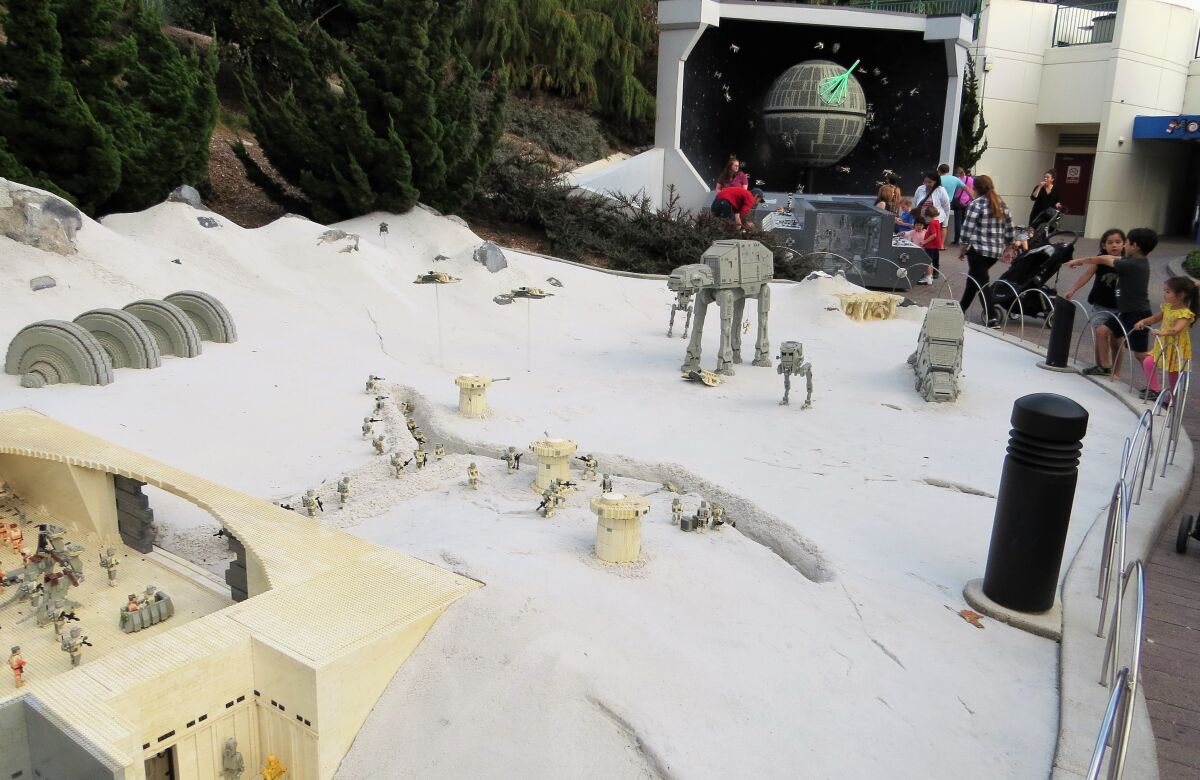The frozen planet of Hoth is depicted in this display at Star Wars Miniland at Legoland California theme park in Carlsbad on Nov. 18. The Star Wars land, which opened in 2011, will close on Jan. 6, 2020.