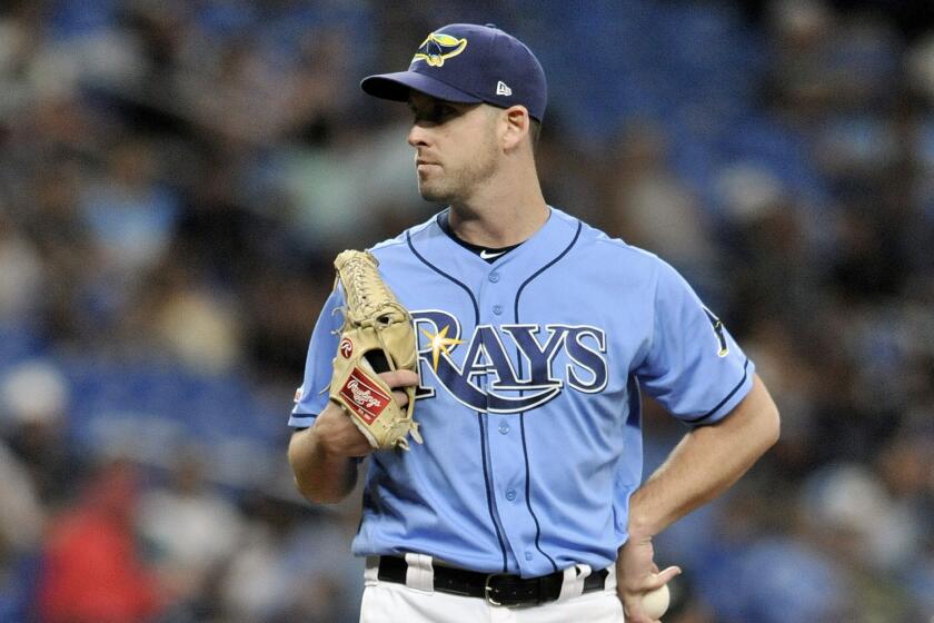 Tampa Bay Rays reliever Adam Kolarek pitches during a baseball game against the Chicago White Sox Sunday, July 21, 2019, in St. Petersburg, Fla. (AP Photo/Steve Nesius)