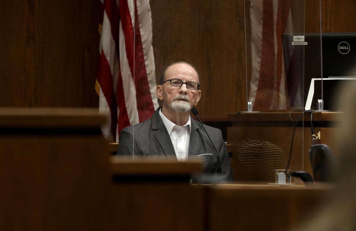 Andre Lepere takes the stand at Harbor Justice Center in Newport Beach on Feb. 17.