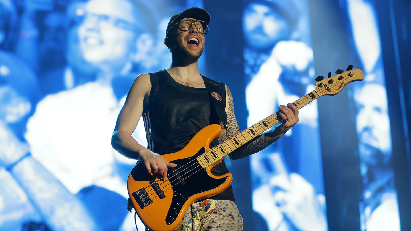 Bassist Ben McKee of the band Imagine Dragons performs at KAABOO Del Mar on Saturday, September 15, 2018. (Photo by K.C. Alfred/San Diego Union-Tribune)