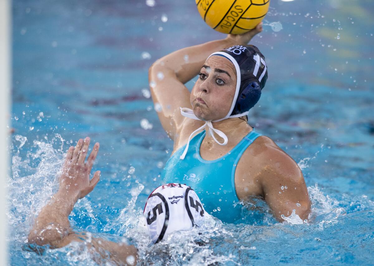 Corona del Mar's Claire Eusey takes a shot during the Division 1 semifinals against Harvard-Westlake on Feb. 16.