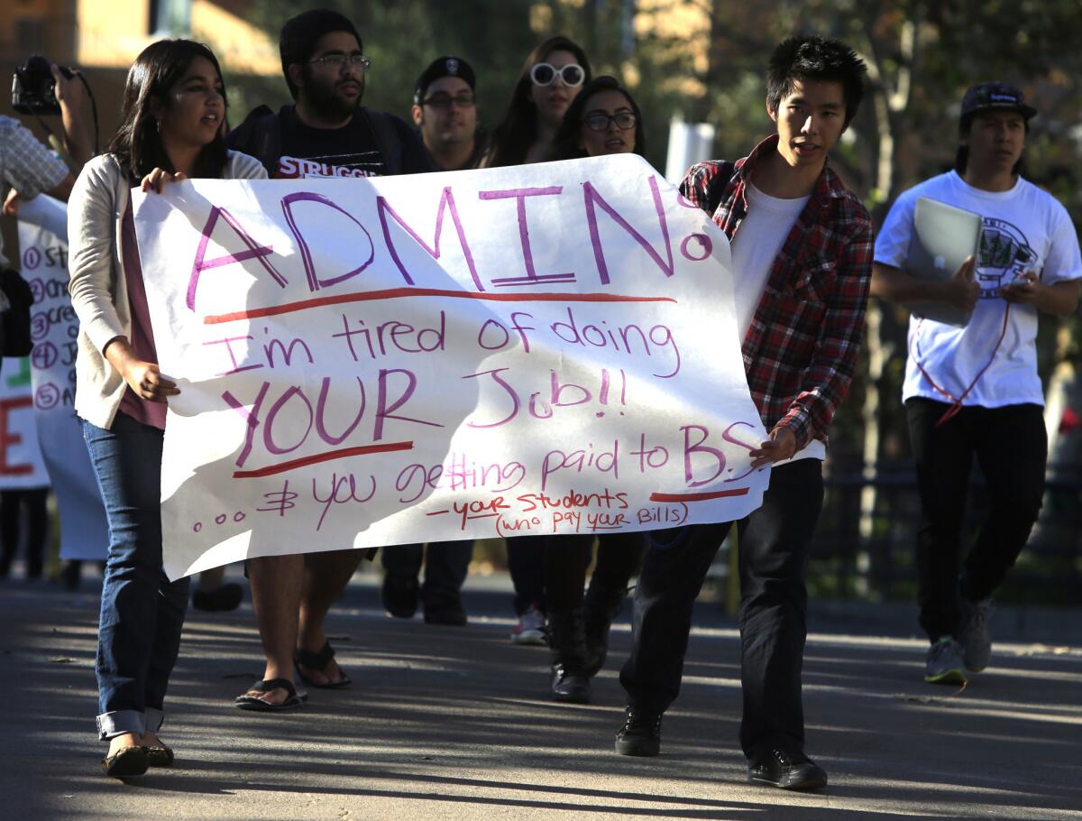 Students protest the tuition increase at UC Irvine.