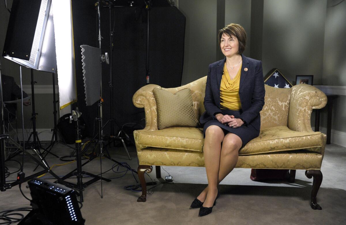 Rep. Cathy McMorris Rodgers (R-Wash.) rehearses the Republican response to President Obama's State of the Union address.