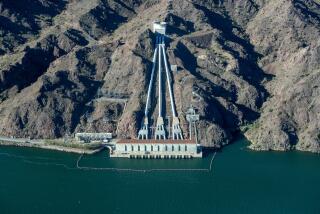 LAKE HAVASU, CA - APRIL 04: W.P. Whitsett Intake Pumping Plant is the starting point of the Colorado River Aqueduct supply and lifts water out of Lake Havasu 291 feet, from an elevation of 450 feet above sea level to 741 feet Tuesday, April 4, 2023 in Lake Havasu, CA. (Brian van der Brug / Los Angeles Times)