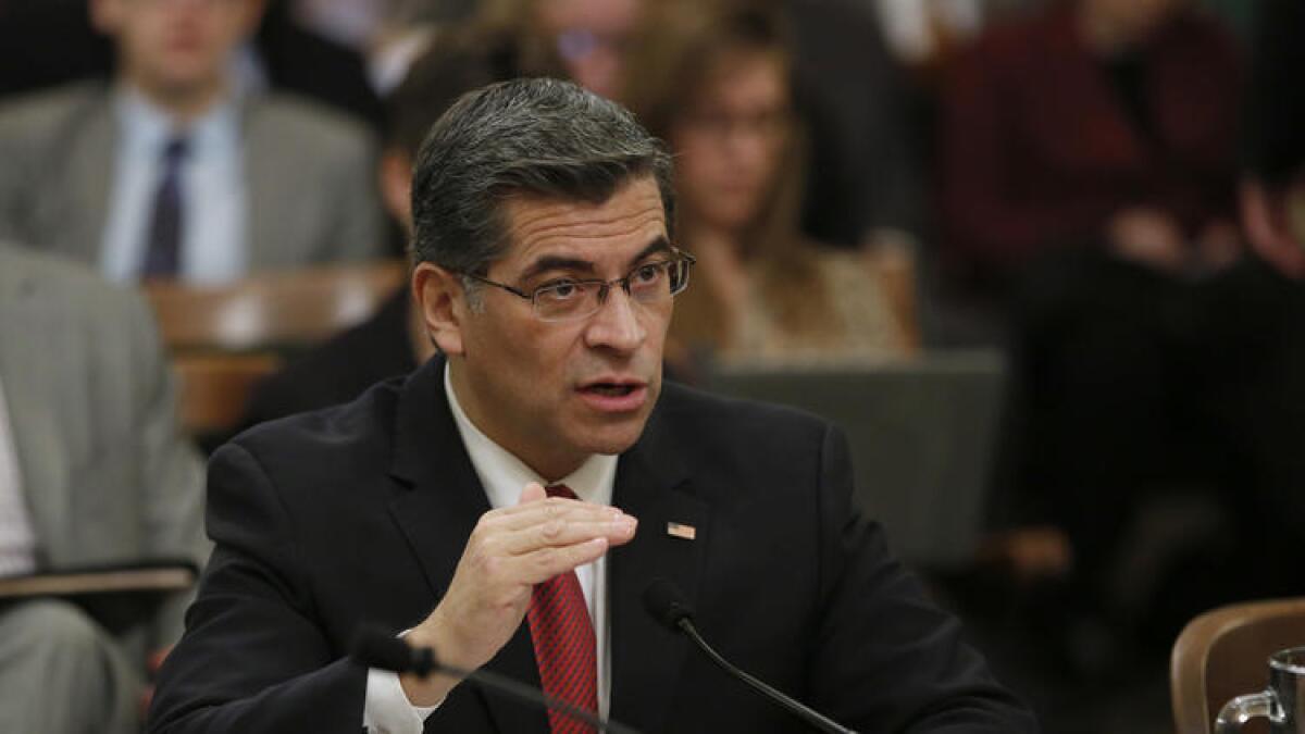Rep. Xavier Becerra, D-Calif., at his first confirmation hearing for state attorney general on Jan. 10.