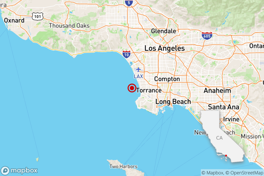 A magnitude 2.7 earthquake was reported at 8:27 p.m. Thursday two miles from three Southern California beaches.