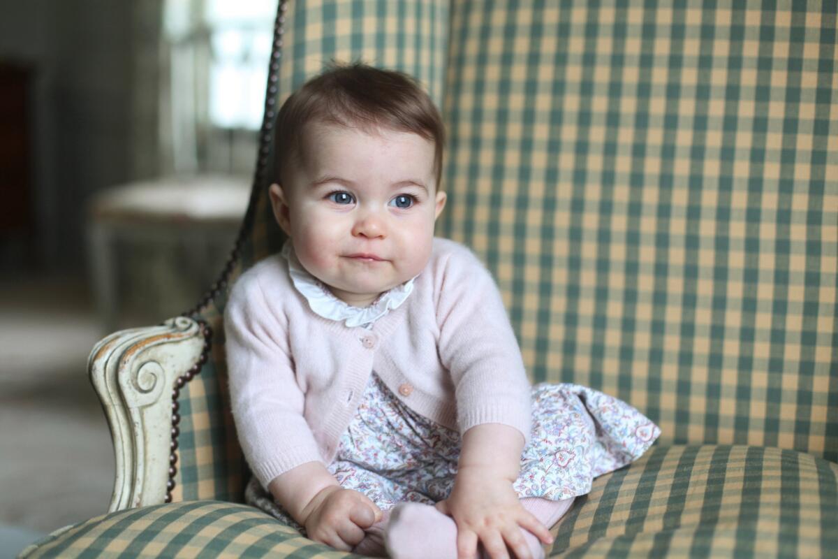Britain's Princess Charlotte poses for a portrait taken by her mother, Catherine, Duchess of Cambridge, earlier this month.