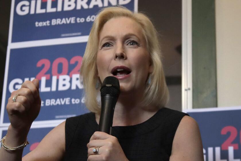 Democratic Presidential candidate Sen. Kirsten Gillibrand, D-NY, speaks at a campaign event, Friday, June 14, 2019, in Franklin, N.H. (AP Photo/Elise Amendola)