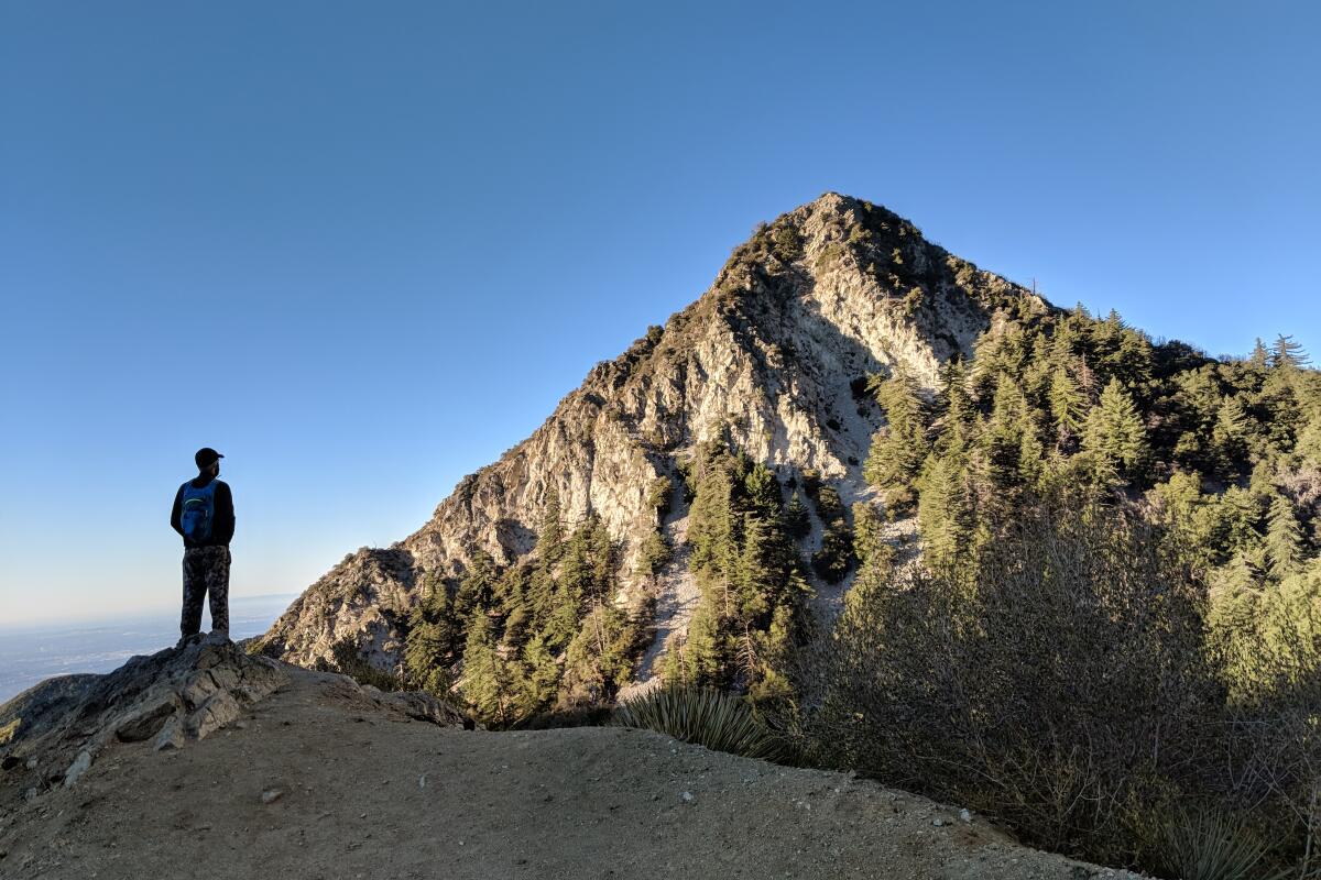 A hiker on Mt. Lowe