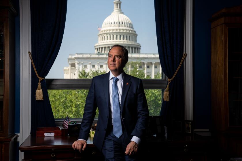 WASHINGTON, DC - JULY 27: Rep. Adam Schiff (D-CA) in his office in the Rayburn House Office Building on Capitol Hill on Tuesday, July 27, 2021 in Washington, DC. (Kent Nishimura / Los Angeles Times)