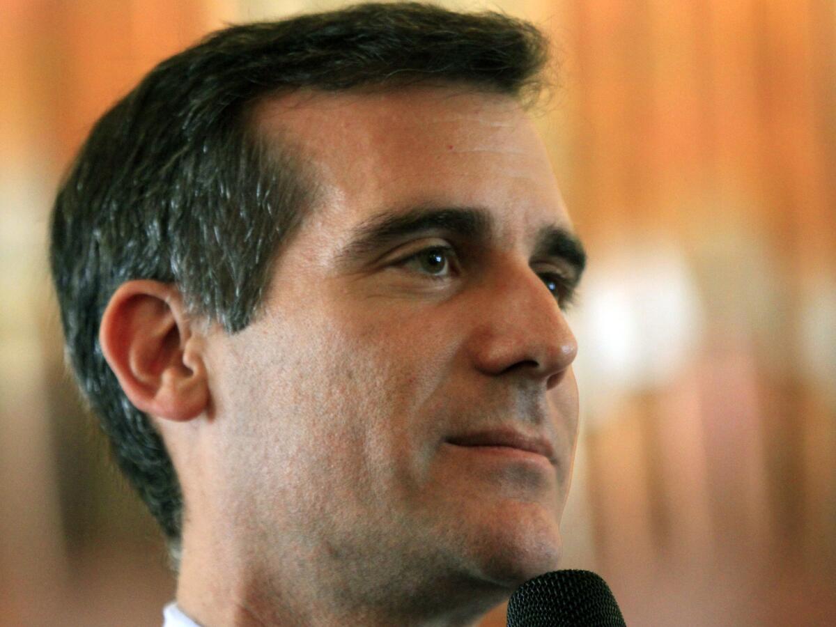 L.A. Mayor Eric Garcetti, in a 2012 file photo, received the Los Angeles chapter of the NAACP's "Person of the Year" award at a gala Thursday evening.
