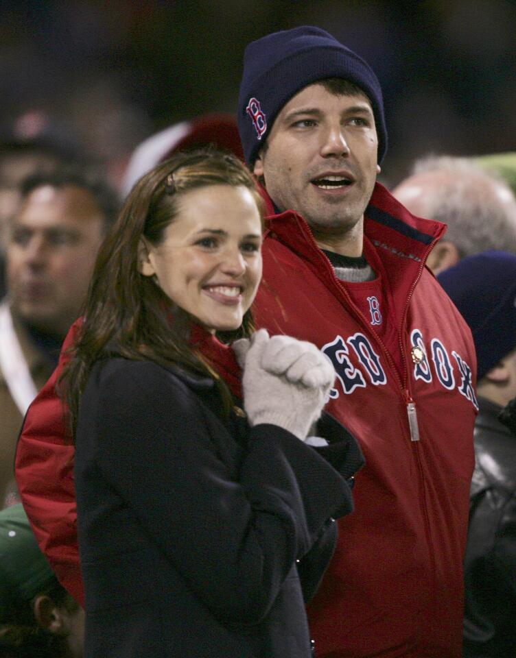 Jennifer Garner and Ben Affleck at Game 1 of the 2004 World Series in Boston.