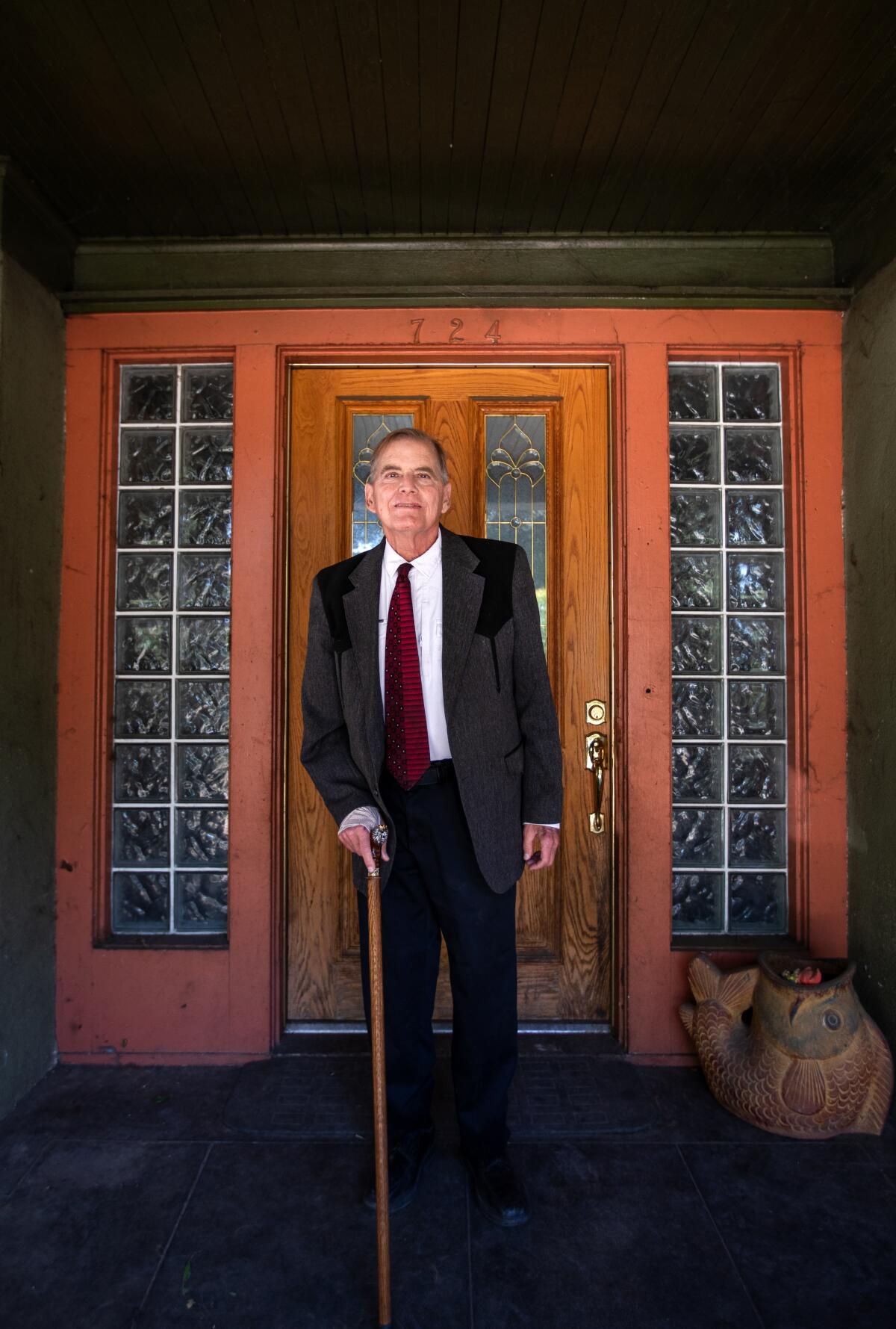 "It's hard to leave this front porch," Bales says of his home in Pasadena.
