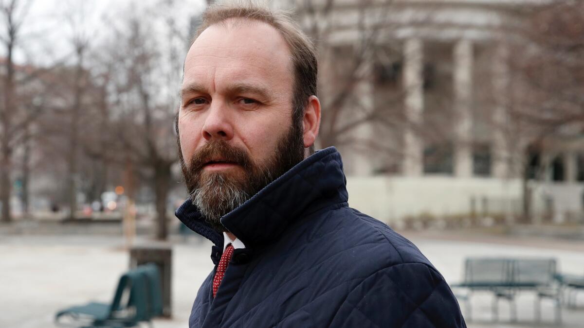 Rick Gates departs federal court in February 2018.