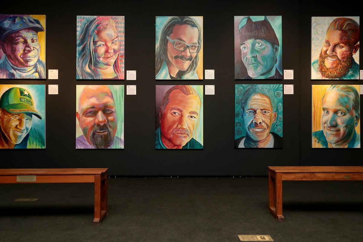 Portrait paintings of unhoused and formerly unhoused individuals from Anaheim 