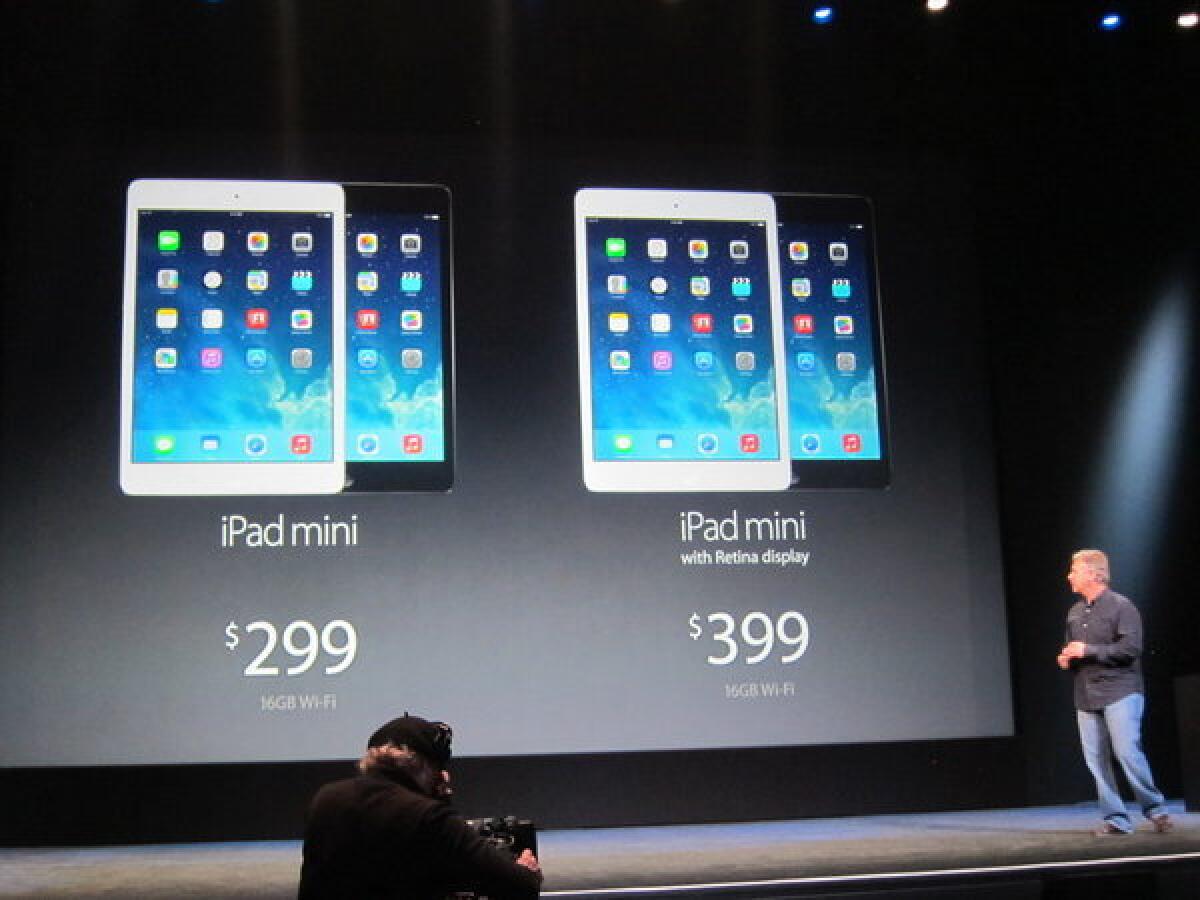 A presentation for the iPad Mini and the iPad Mini with Retina display.