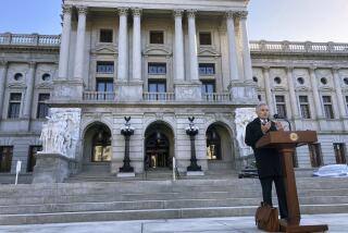 Philadelphia District Attorney Larry Krasner talks about Republican-led efforts to investigate his record addressing crime and gun violence on the front steps of the Pennsylvania Capitol in Harrisburg on Friday, Oct. 21. 2022. Krasner said he believes lawmakers could be voting on an impeachment effort in the state House as early as next week. (AP Photo/Mark Scolforo)