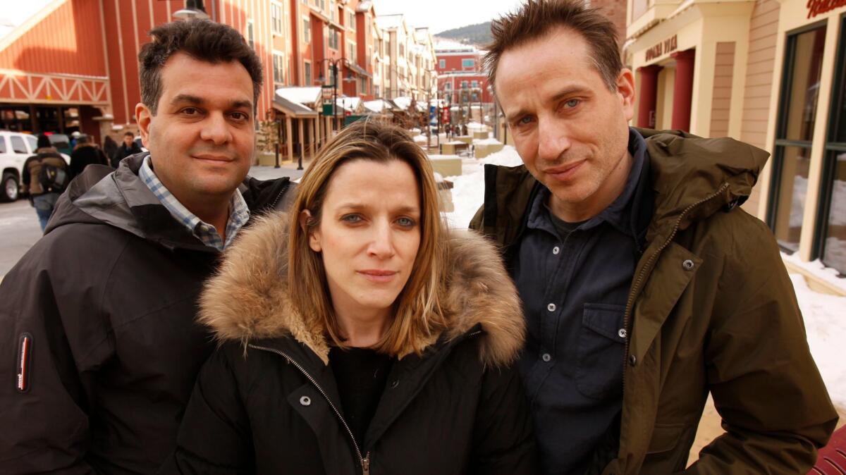 Director Jesse Peretz, right, is shown at Sundance in 2011 with screenwriters David Schisgall and Evgenia Peretz as they were promoting their film "Our Idiot Brother."